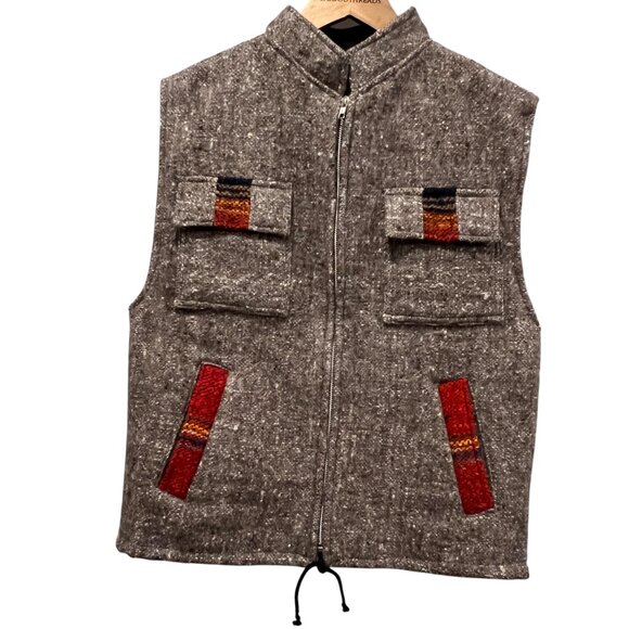 Guatemala Wool Zip Vest, Pockets, Brown, M - Picture 8 of 8